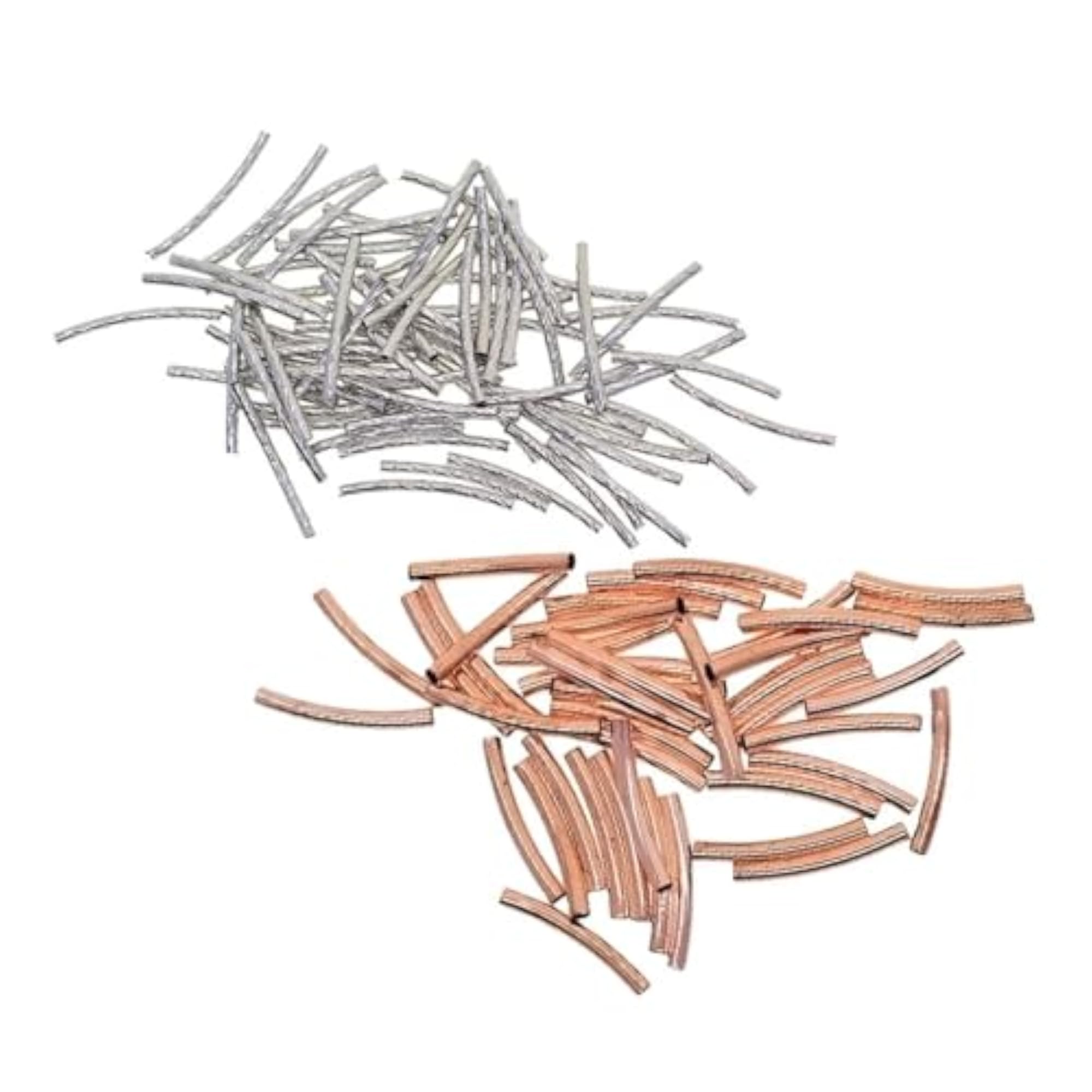 100 Piece Engraved Curved Tube Noodle Beads